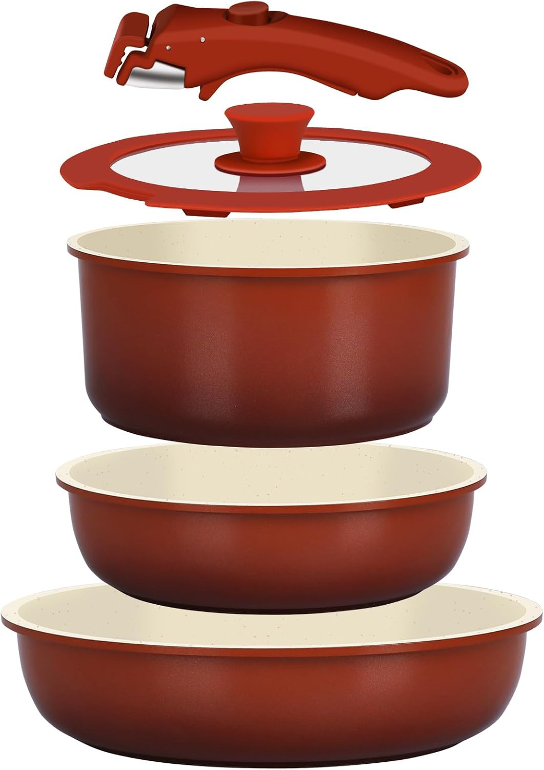 Set 5 Pezzi Padelle Ceramica Antiaderente Famiglia Induzione