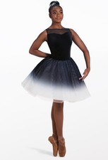 Weissman Dance Costume Velvet Ombr Tutu Dress Child XL XLC 16/18 Black White