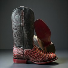 Red Python Snake Skin Boots. Men  s Western Cowboy Boots. Bota Vaquero Piton.