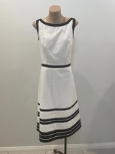 Ann Taylor White Black Sleeveless Midi Dress - Size 8