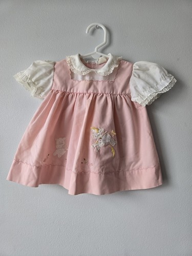 Vintage Nannekins By Nanette Pink Baby Girl Dress Cat And Unicorn 3-9 Months - Picture 5 of 8