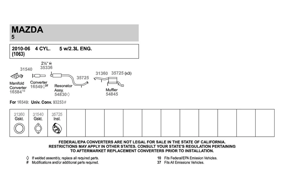 For Mazda 5 2006-2010 Walker 54830 Aluminized Steel Round Resonator Assembly - Изображение 2 из 2