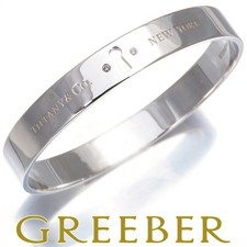 Tiffany Bracelet Diamond Lock 2P Bangle Silver 925 BLJ