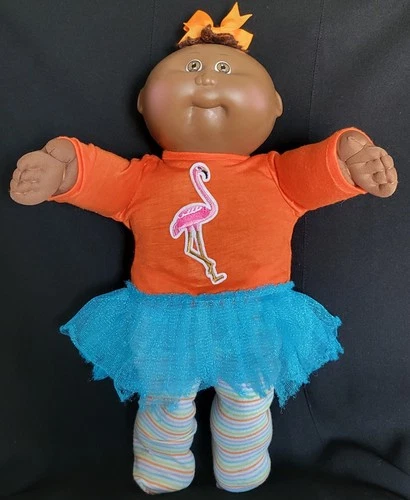 Cabbage Patch Kids Doll 1985 Preemie Bald Brown Eyes AA Flamingo Dress Tights