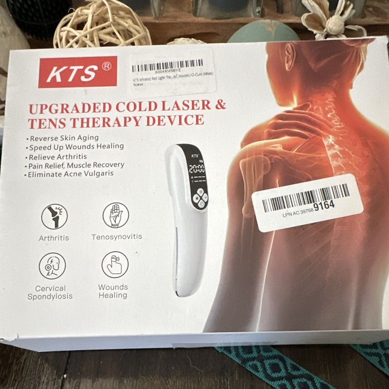 KTS Upgraded Handheld Cold Laser TENS Unit Therapy Device for Neck/Back, White