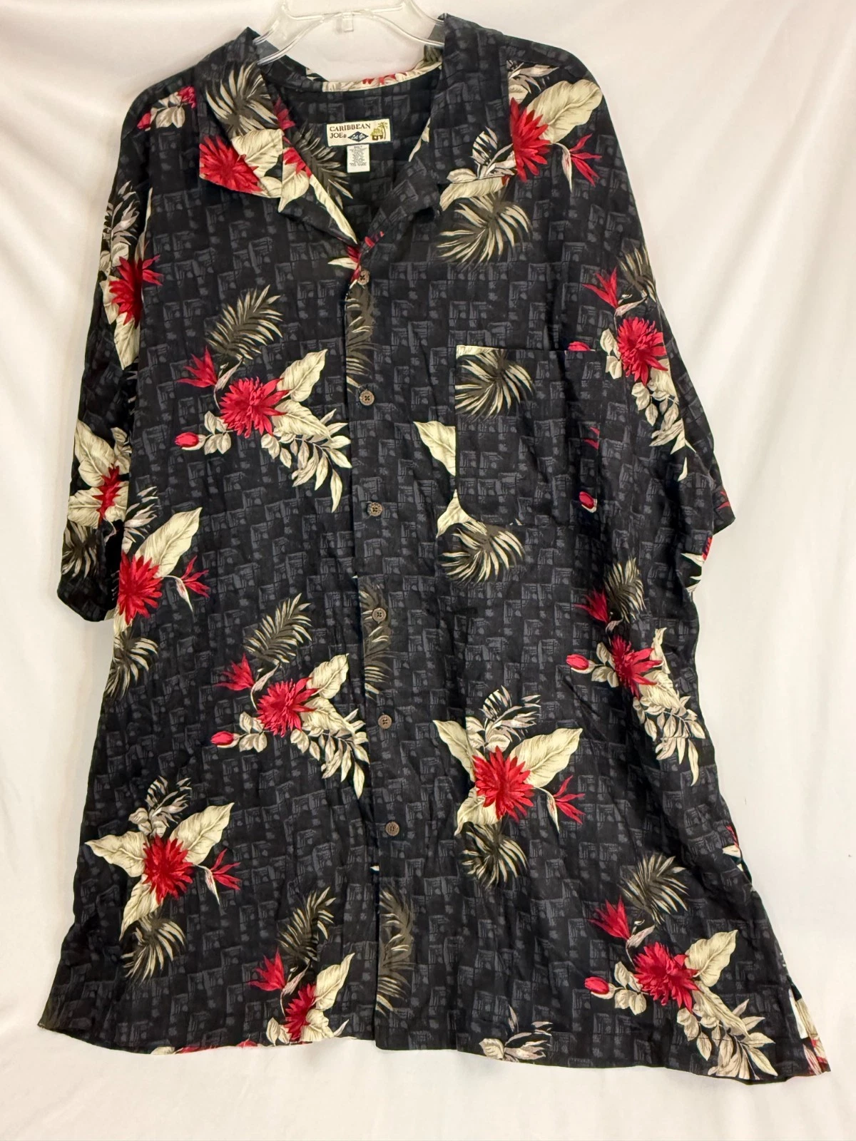 Caribbean Joe Hawaiian Shirt Mens 3XLT Colorful Floral Aloha Collared Button Up