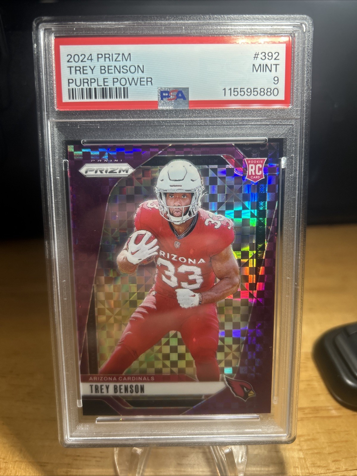 2024 Panini Prizm Trey Benson RC Rookie #392 Purple Power #18/49 Cardinals SSP