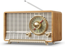 AM FM Radio Classic Retro Wood Table Bluetooth Speaker Plug-In Wall