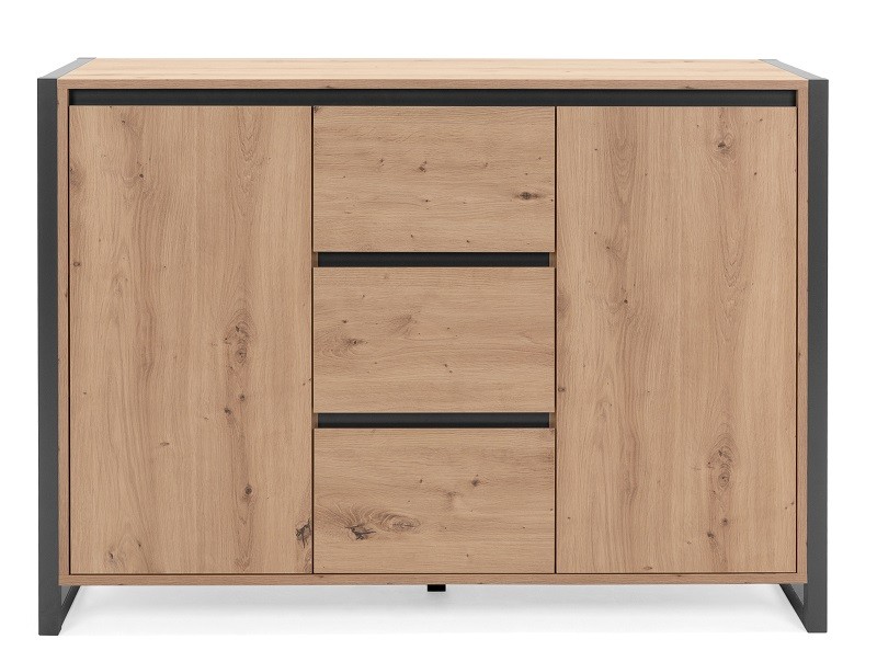 Kommode Sideboard 120 cm Denver Anrichte Eiche anthrazit grau Industrial Look 