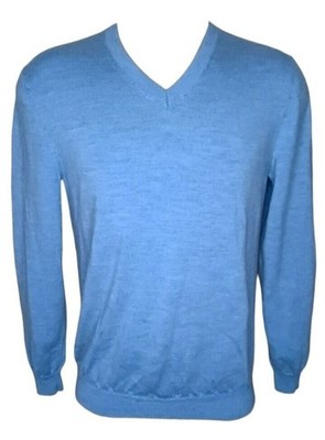 Joseph Abboud Extra Fine Merino Wool Mens Size L Pull Over Sweater Blue