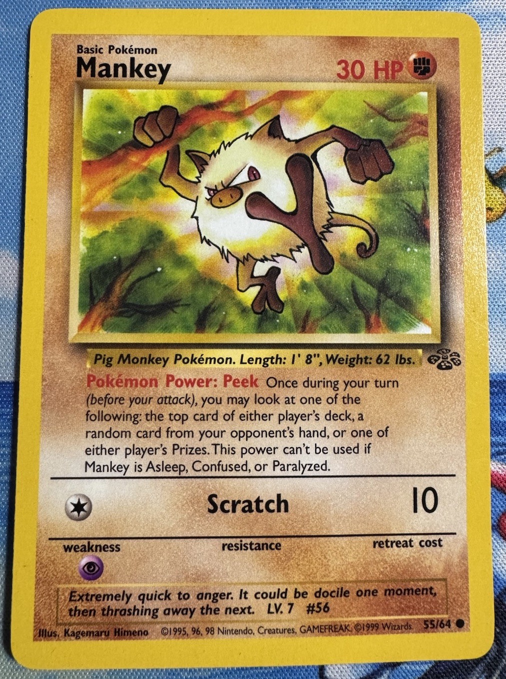 Mankey 55/64 Common Jungle Pokemon Unlimited Lightly Played