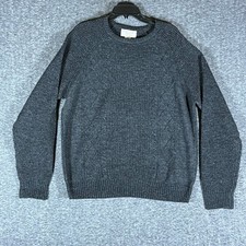Original Penguin Knit Sweater Charcoal Grey Waffle Knit Mens L Lambswool Blend