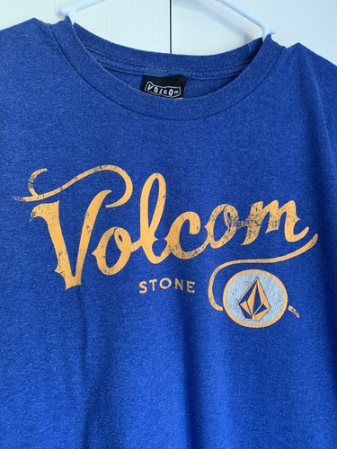 VOLCOM STONE Surf Orange Logo Surfboard Blue Tee T-Shirt Size Large - Bild 2 von 9
