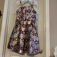 Speechless Girls Sleeveless Champagne Burgundy Gold Formal Dress, Size 16