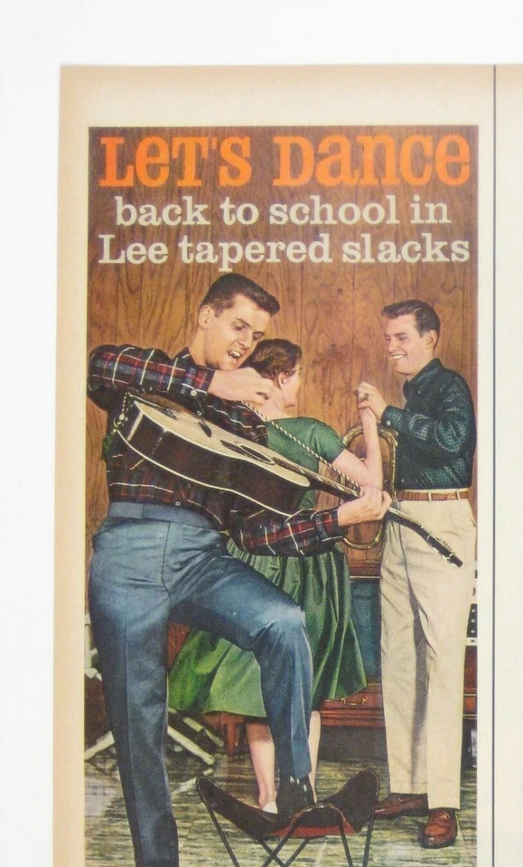 De colección Años 50 Lee Jeans Vamos a Bailar Volver Escuela Estampado Anuncio MOD Moda Rockabilly Foto 2 de 2