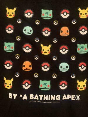 A Bathing Ape Bape X Pokemon Isetan Tee Negro Talla L Milo Pikachu Fragmento Ebay