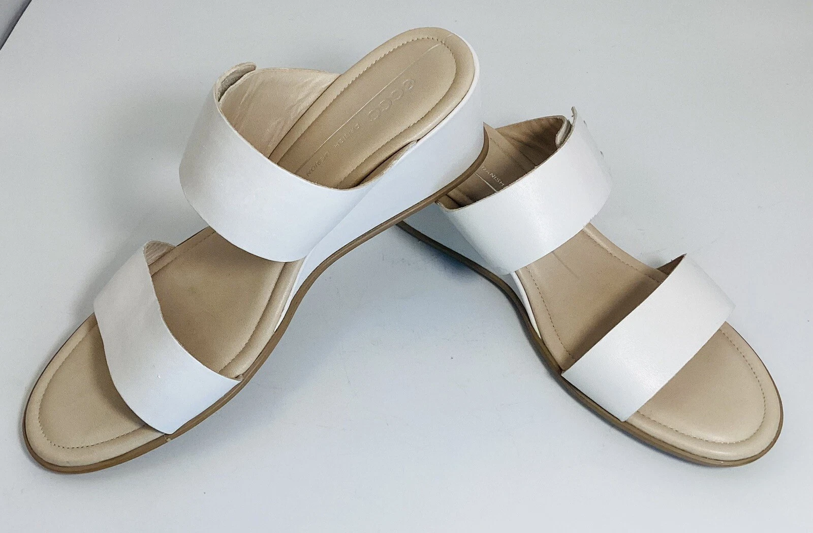 Sandali bianchi regolabili forma ECCO 35 zeppa 2 cinghie taglia 5