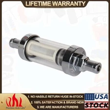 9748 Universal Chrome Glass Fuel Filter Car Petrol Diesel View Inline 10mm 3/8''