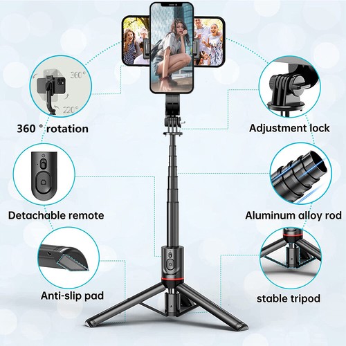 360° Selfie Stick Tripod Stand Remote Bluetooth for iPhone14 13 12 Pro Max 11 XS - Picture 12 of 15