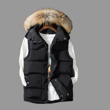 Nuevo Abrigo Para Hombres Invierno Acolchado Puffer Sin Mangas Cálido Chaleco con Capucha Chaqueta Acolchada