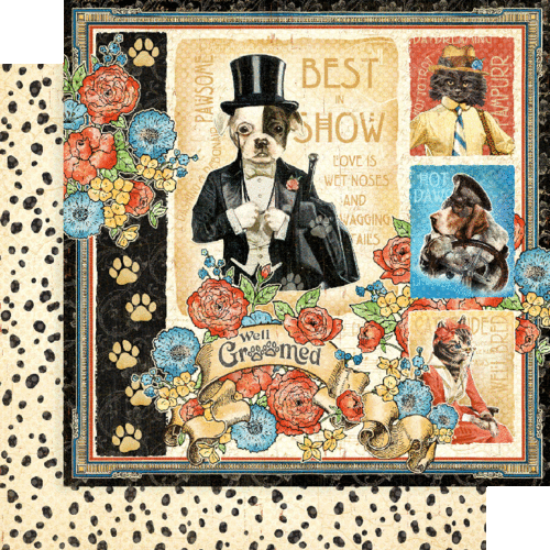 GRAPHIC 45 "WELL GROOMED" 12X12 PAPER & STICKER PACK CATS DOGS SCRAPJACK'S PLACE - Picture 3 of 10