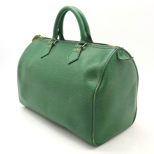 Louis Vuitton Epi Speedy 30 Leather Hand bag Mini Boston Bag Green Auth Used - Picture 2 of 8