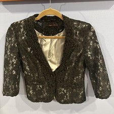 Hazel Black Lace Single Silver Lining Button Blazer Size Medium
