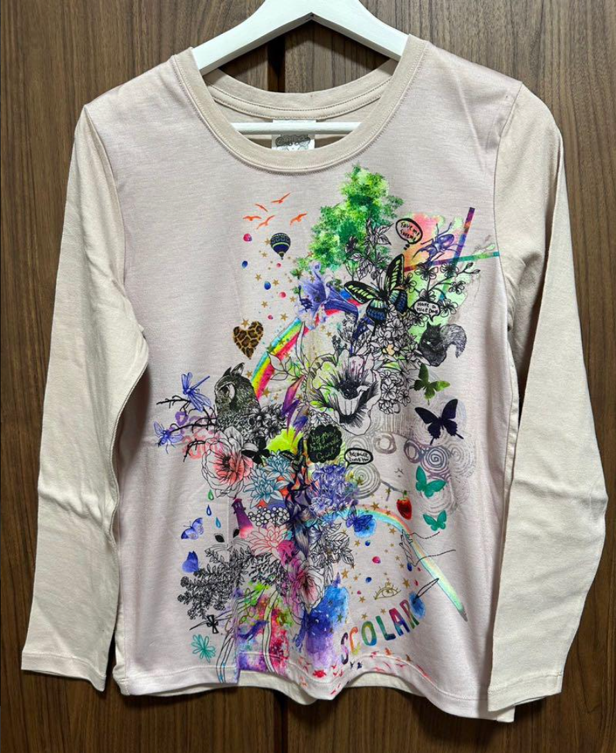 Women’s Retro Japanese Art Cotton Long Sleeve Top Size M by Scolar