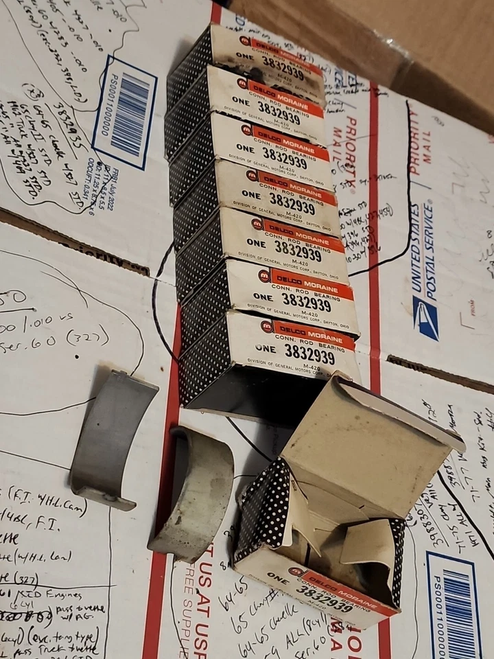 NOS 64-65 CHEVELLE 1965 CHEVY II .327 RODAMIENTOS DE BIELA .020 3832939 X8 GM Foto 4 de 4