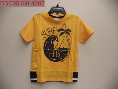 NWT - Boboli Boys Yellow Surf Graphic Tee, Size 4 8434484981838