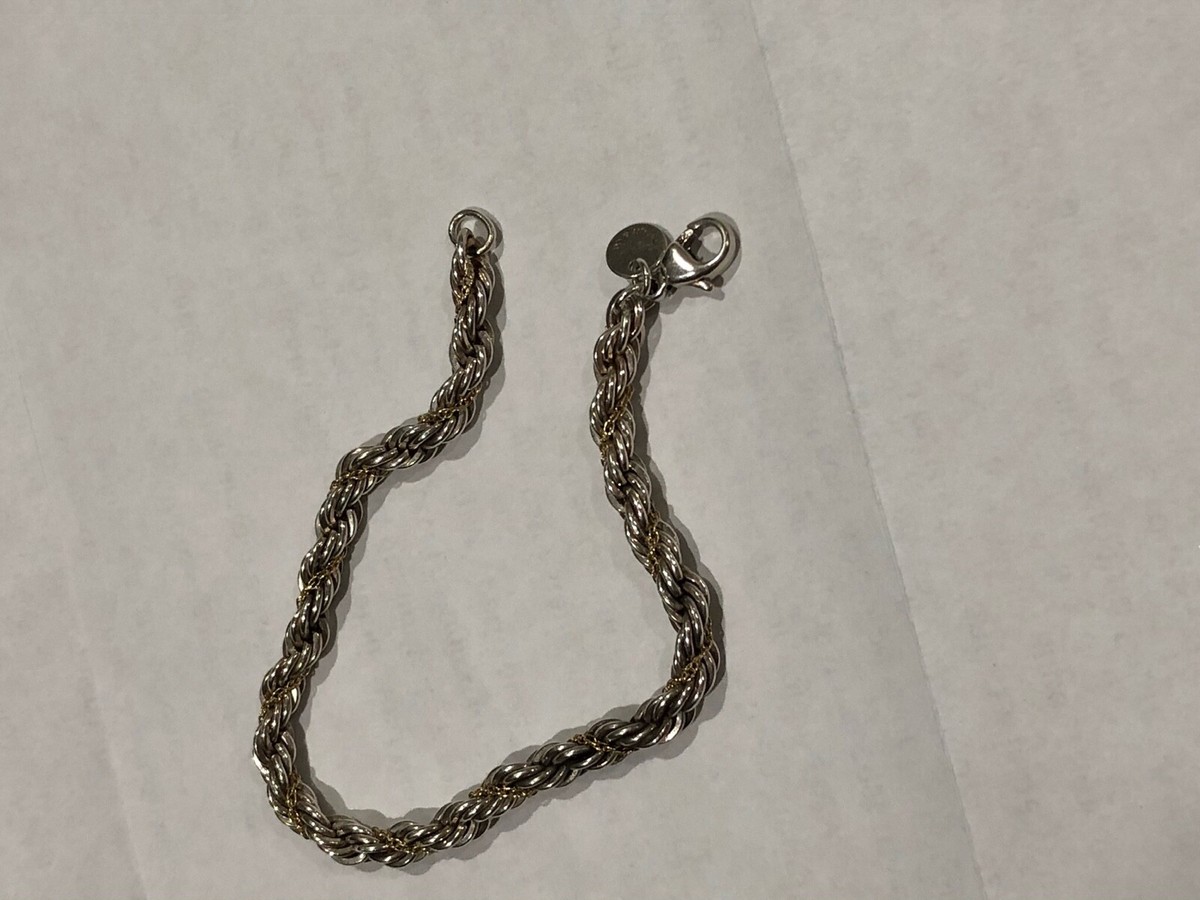 Tiffany & Co Sterling Silver & Gold.Twisted Rope Chain Bracelet