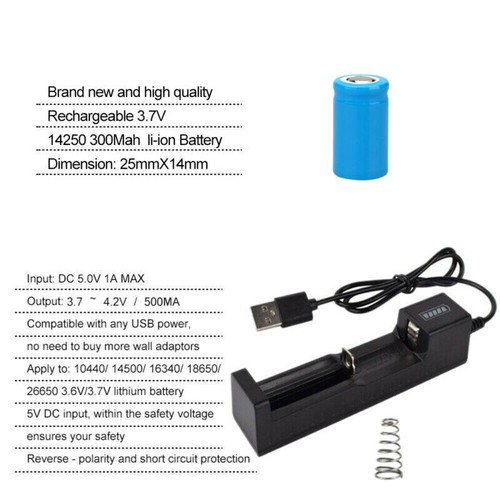 Batterie Rechargeable 14250 CR2 3,7V 280mAh Avec Chargeur Parfaite Pour Vos Lampes Torches 489993