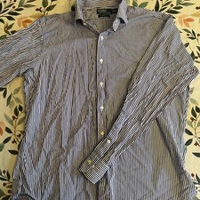 Ralph Lauren Polo Shirt Adult 16 1/2 L Purple Striped Button Up Regent Mens