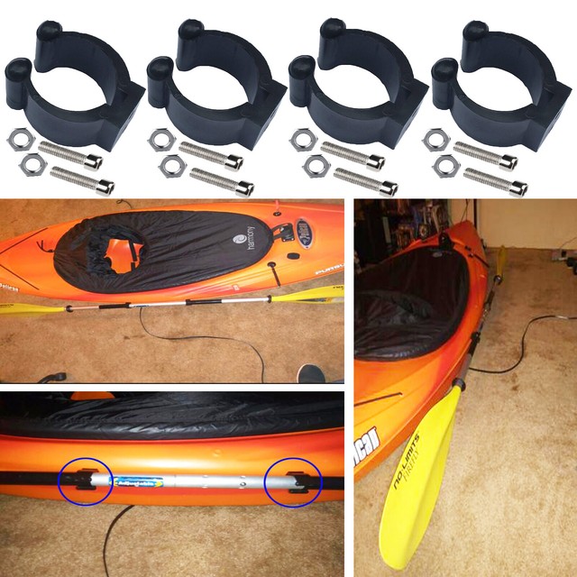 2 pieces black plastic marine kayak paddle clip holder