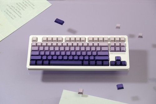 Gradient Purple Cherry Profile Side Print Shine Through Doubshot PBT Keycap Set - Picture 3 of 4