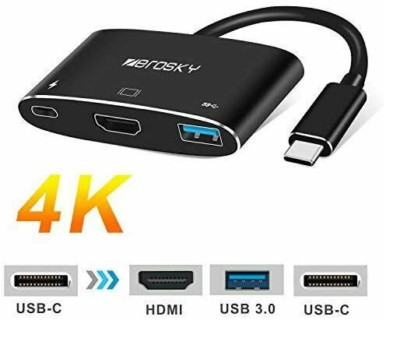 USB C auf HDMI Switch, 3-IN-1 USB Typ-C auf HDMI 4K + USB 3.0 + PD Audio Adapter