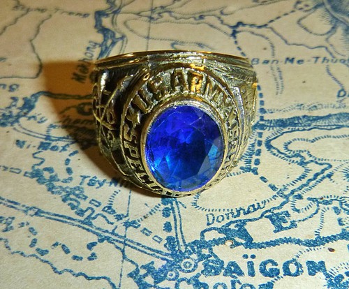 US Special Forces - MENS RING - Small Size 7.5 - Blue Stone - Vietnam War - R.6 - Picture 10 of 11