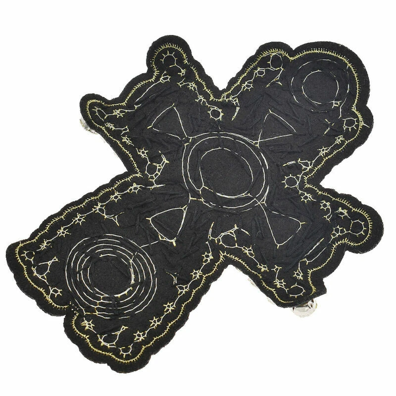 Rhinestone Beaded Cross Patch Handmade Sew on Applique Badge for Clothing Dress - Image 3 of 4