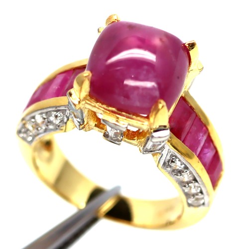 Gemma 4 x 6 MM Rosso Rubino & Diamante Orecchini 925 Argento Oro Bianco