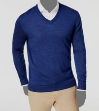 75 Club Room Men's Blue Long Sleeve Stretch Knit V-Neck Pullover Sweater Size S