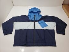 Reebok Core 10 Womens Windbreaker Jacket Vented Full Zip Hooded Blue Size L NWT