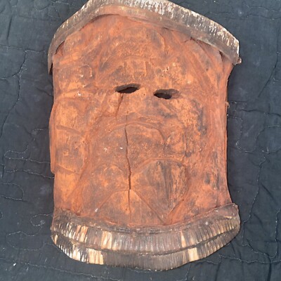 Vintage African Tribe Tribal Art Wood Carving Face Mask Ebony Hang I'M AWESOME