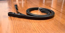 England NEW leather reins flat curb pelham black, 53.5” for double bridle