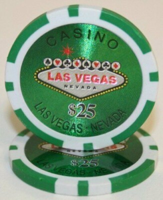 50 Green $25 Las Vegas Poker Chips - Buy 2, Get 1 Free - Mix & Match!