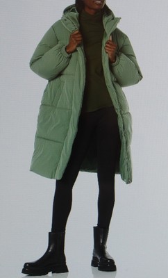 Amazon Essentials Women's Oversized Long Puffer Hooded Jacket Size Medium