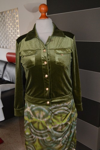 Samtjacke im Jeansjackenstyle in grün Gr. 40 - Bild 4 von 4