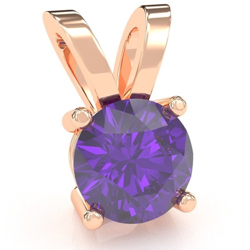 Amethyst Solitaire Pendant In 14k Solid Gold - Picture 15 of 20