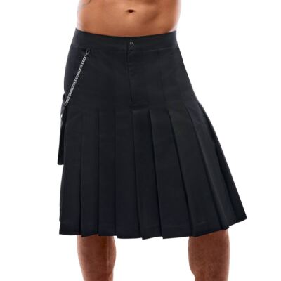 Herren Rock Schwarz M-XXL Männerrock lang mit Tasche Kilt Gothic Falten ''Clemens