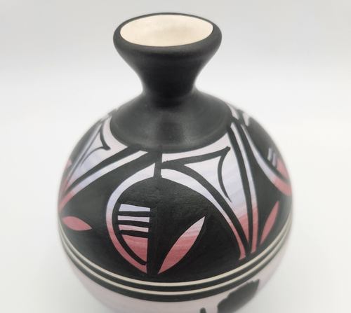 Vaso tondo/sfera ceramica Navajo nativi americani vintage 5,25” x 4” - firmato Drake - Foto 5 di 13