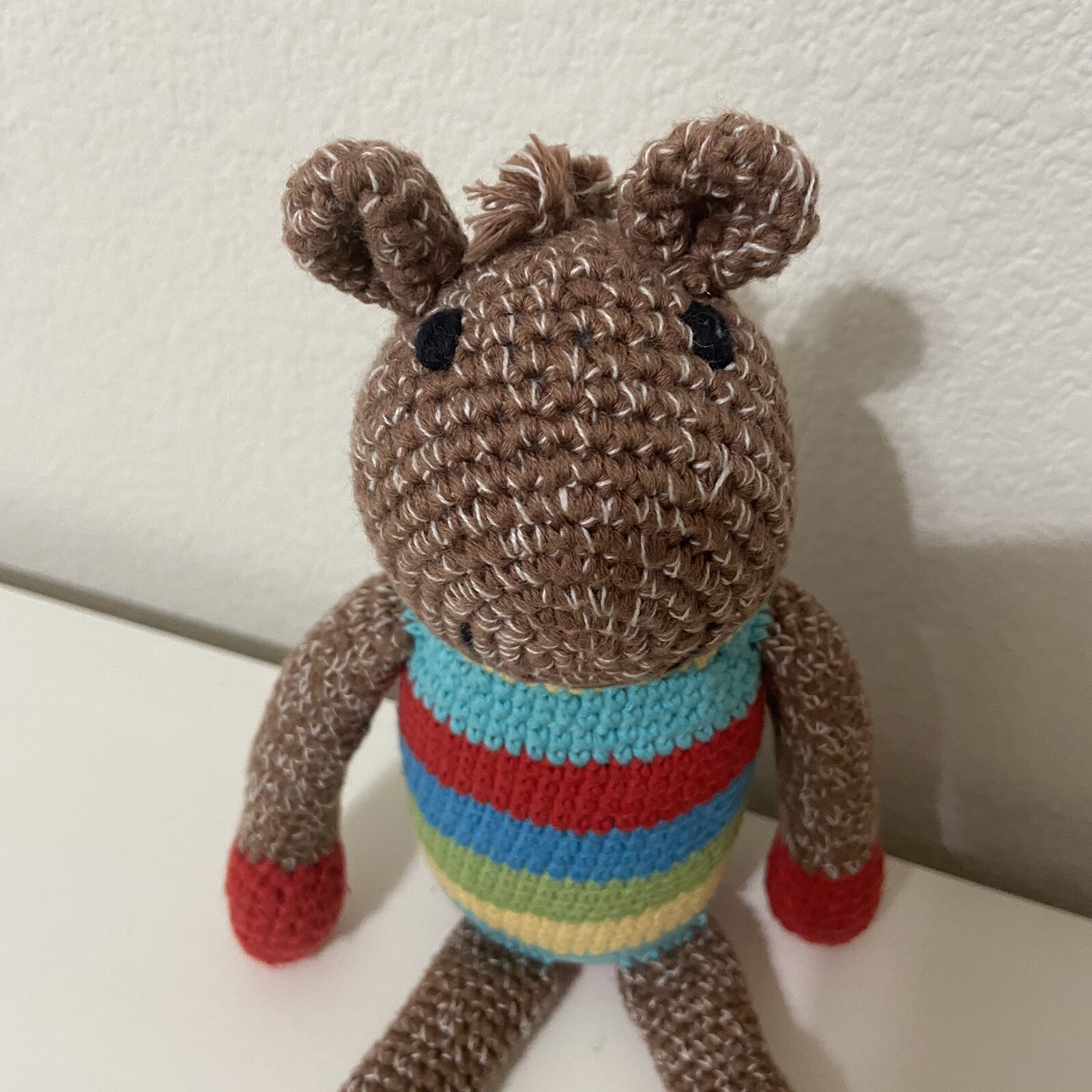 Peddle Knit Horse Plush Rattle Toy 12" eBay